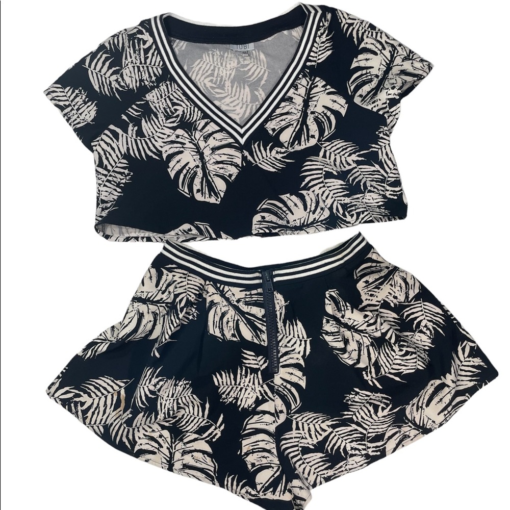 TOBI 2 piece Outfit Set Maxi Skirt & Crop Tank Top Navy Blue Women's Sz S